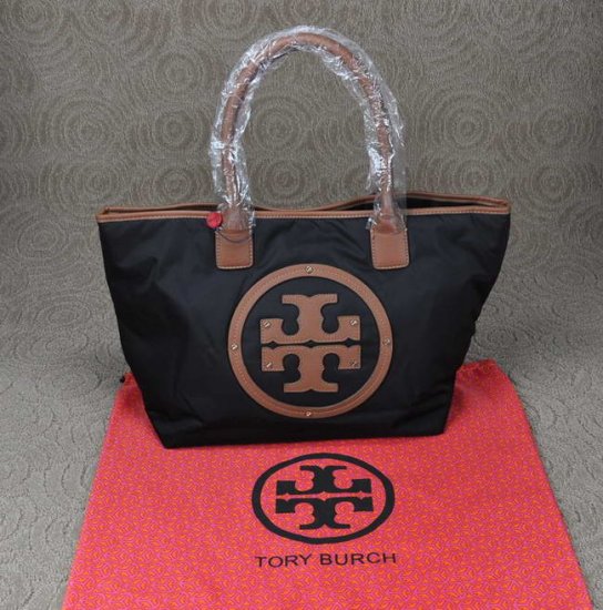 Beautiful Tory Burch Nylon Stacked Tote Black Bags